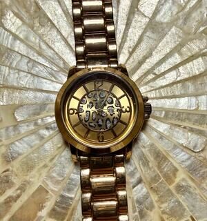 Icing Gold Tone Leopard Print Watch Glitter Dial Bracelet Watch Statement